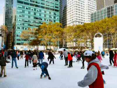 Free Skating Rink at Bryant Park near New York Public Library