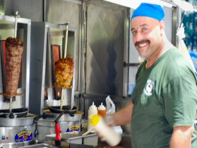 King of Falafel Chef Fares Preparing a Platter